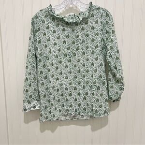 Leaf Patterned Green Blouse